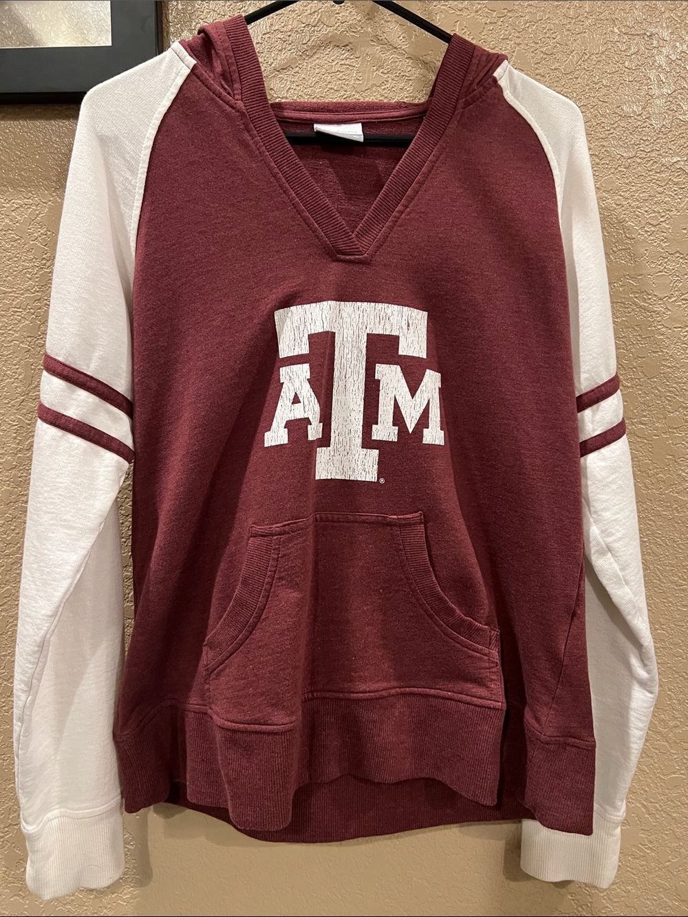 Columbia Texas A&M Maroon and White V-Neck Hoodie Sweater